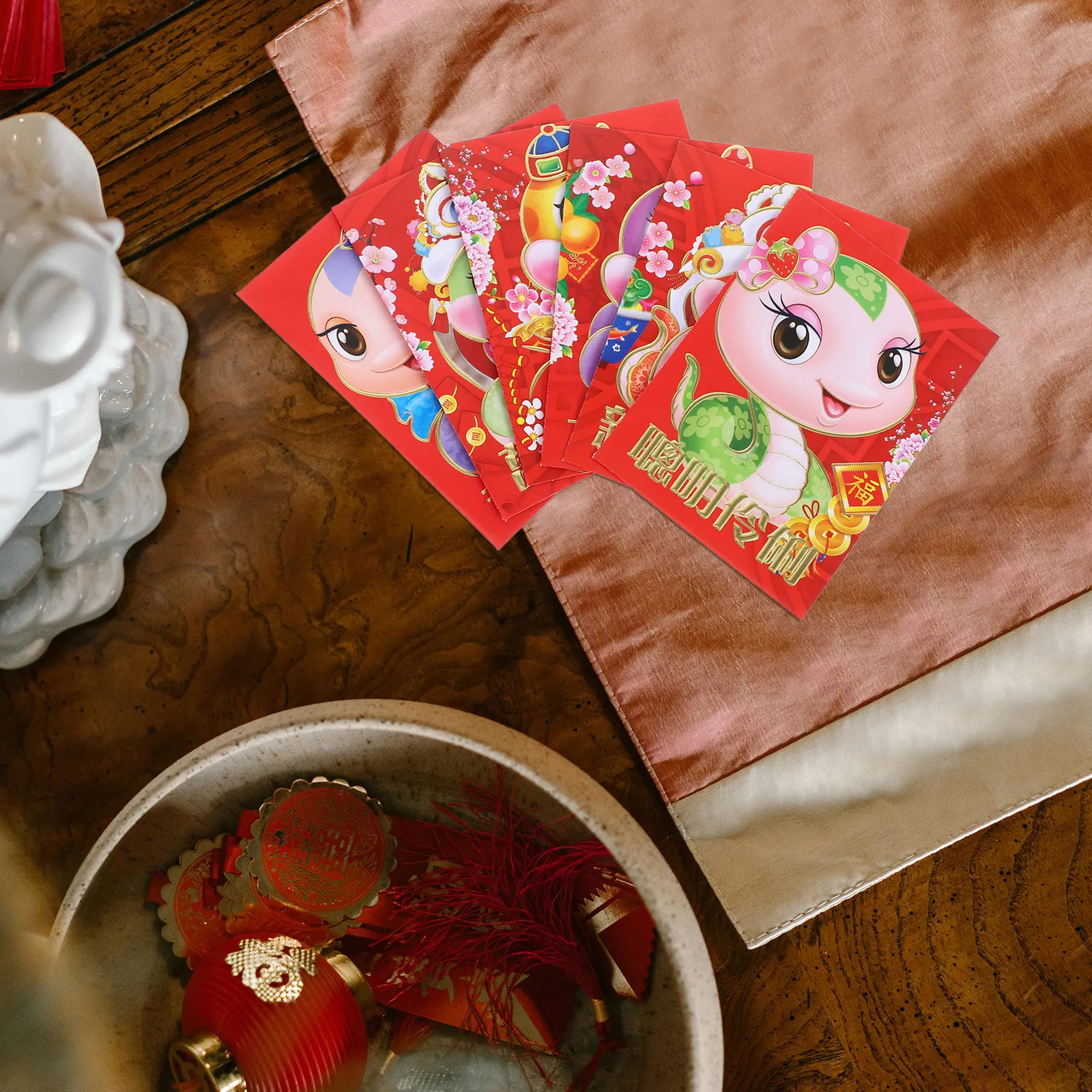 

60Pcs Cartoon Snake Zodiac Lucky Money Envelopes Red Large Capacity Envelopes Chinese New Year Lunar New Year Packets