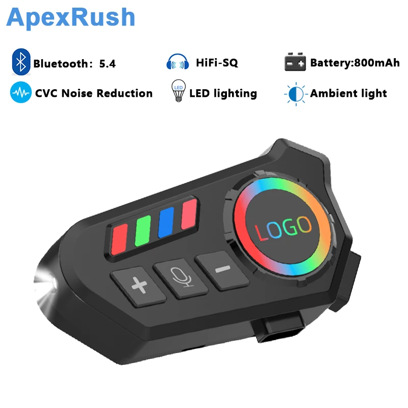 

Apex Rush Motorcycle Helmet Bluetooth Headset 800mAh Ultra-long Standby Waterproof IP65 Motorcycle Headset Bluetooth 5.4