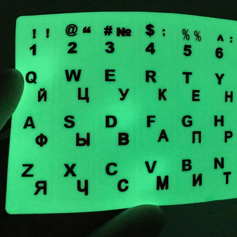 Russian Language Fluorescent Keyboard Stickers Luminous Waterproof Keyboard Protective Film Wear-resistant Letter Keypad Sticker