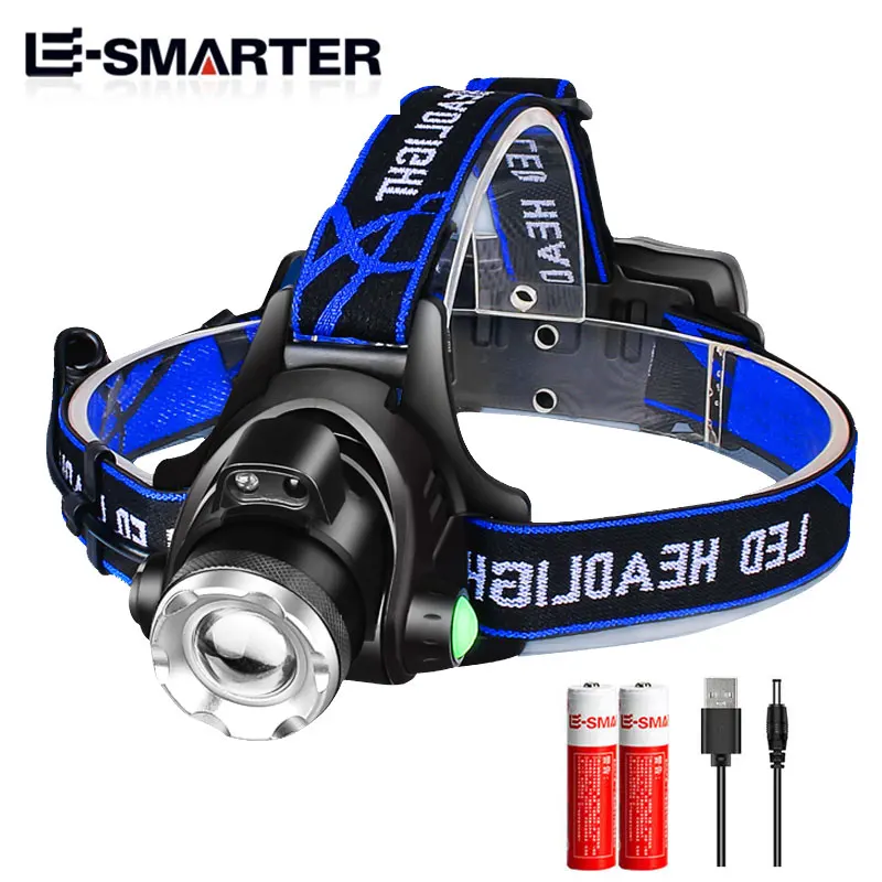 Super Bright LED Headlamp Portable Zoomable Headlight Fishing Camping Waterproof High Lumens Head Lamp Use 2*18650 Battery