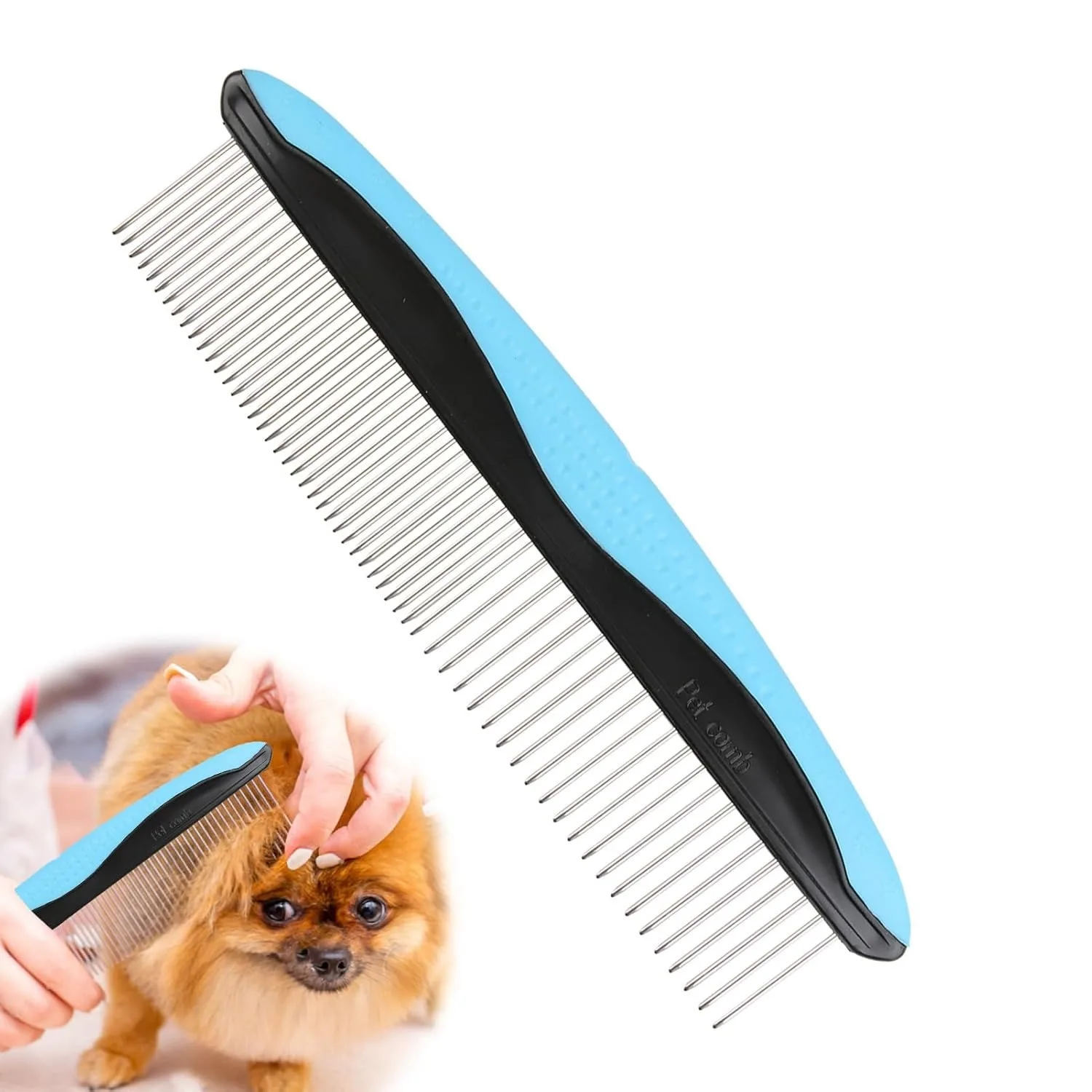 Dog Grooming Comb, Detangler For Matted Hair Removes Tangles Matts Premium Anti-Slip Comfort Grip Ergonomic Handle