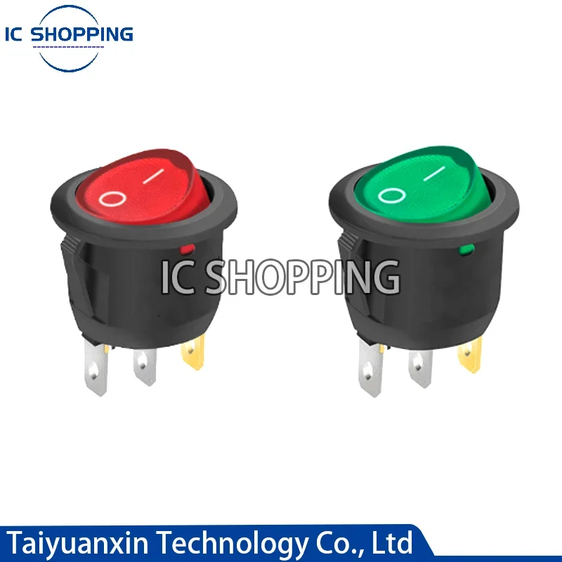 10Pcs KCD1-105 20mm Diameter Round Rocker Switches Black Mini Round Black White Red 3 Pin Rocker Boat Switch With Light