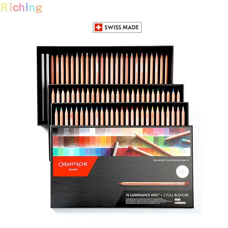 Caran D`ache Luminance 6901 Colour Pencils Box Set of 76 with 2 Full