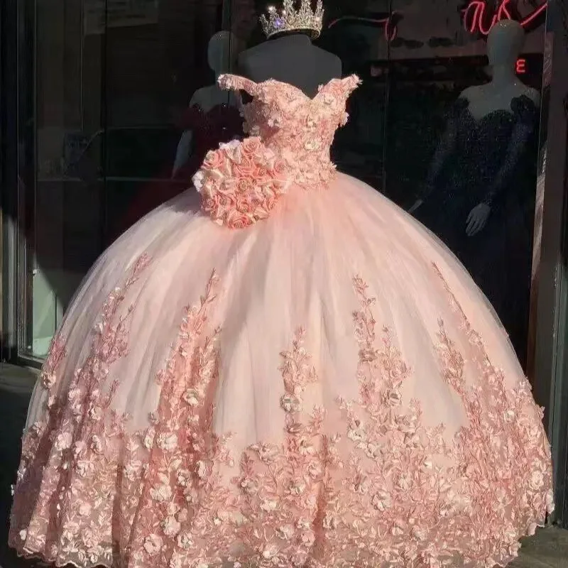 

Off-Shoulder 2025 New Bride Heavy Craft Pink Escaping Princess Petite Main Wedding Dress Colorful Gauze Skirt Floor-Length Style