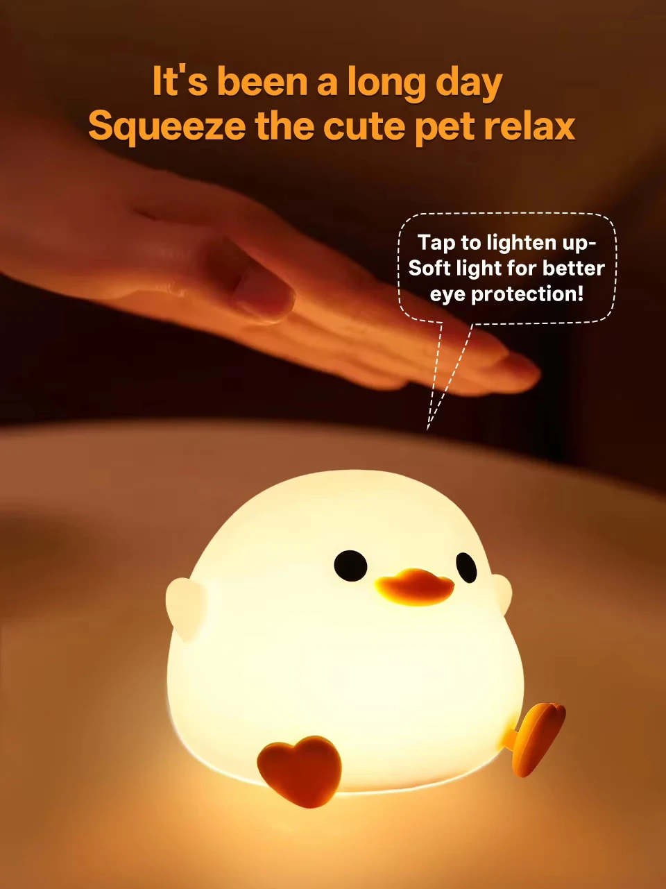 Cute DoDo Duck LED Night Light Touch-Sensitive Rechargeable Silicone Bedside Lamp for Nursery Bedroom