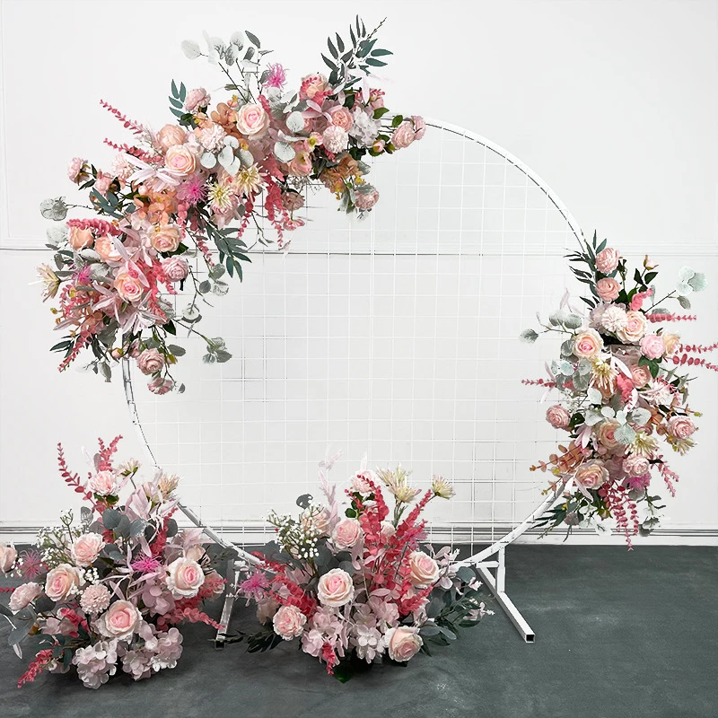 

Wedding Artificial Props Crescent Flower Row Arrangement Table Flower Ball Finished T stage Road Lead Decor FloralWedding Arch