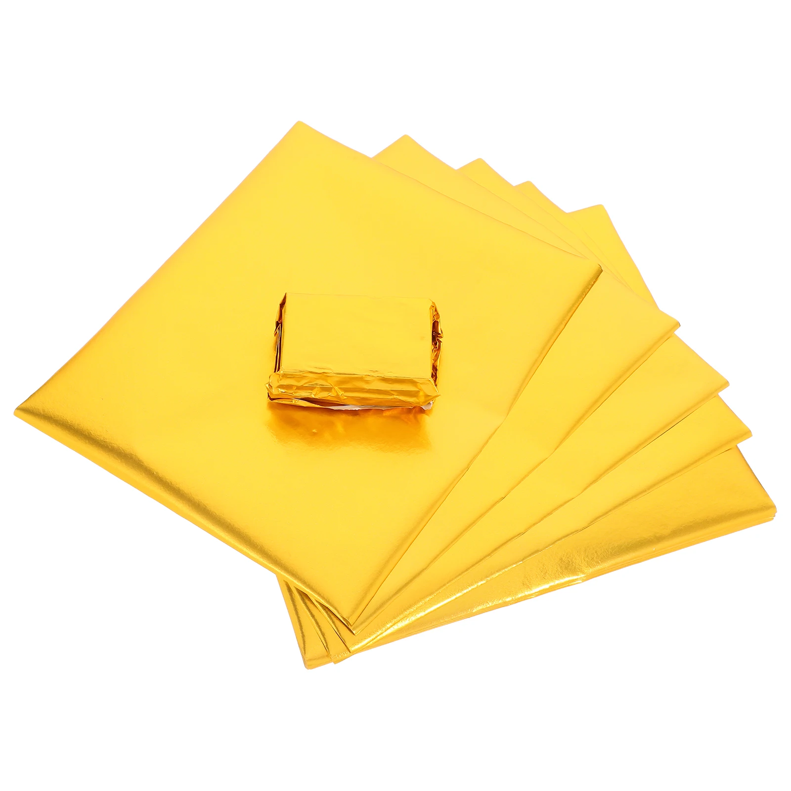 

100 pcs Chocolate Wrappers Foil Square Packaging Paper 19x16cm Gold Tin Foil Candy Wrappers Moisture Resistant Heat Insulation