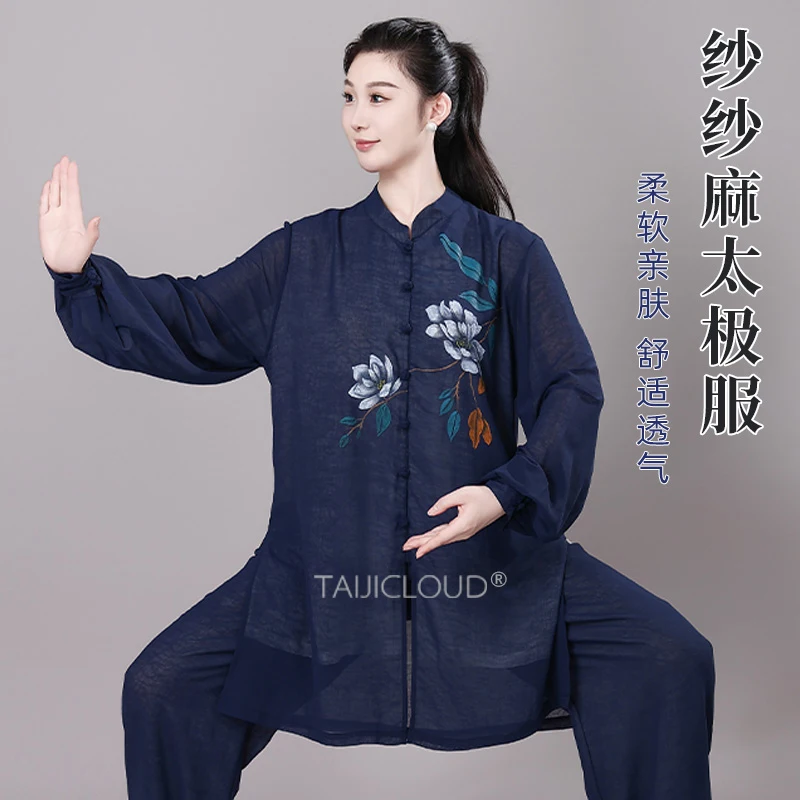 2025 Chinese Style Tai Chi Uniform - Women's Wing Chun Kung Fu Suit for Morning Group Practice & Performance (Spring Autumn)