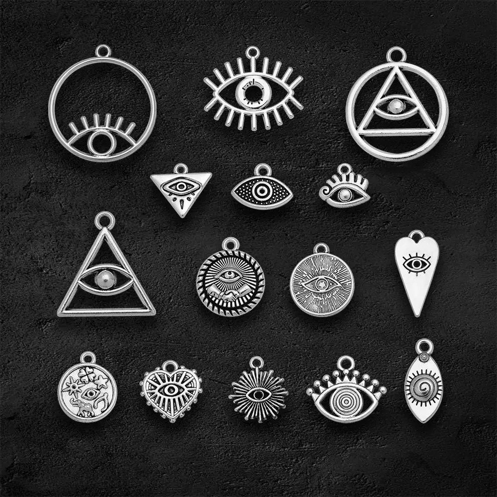 Antique Silver Plated All-Seeing Eye Of Providence Charms Egyptian Pendant For Diy Jewelry Making Materials Supplies Accessories