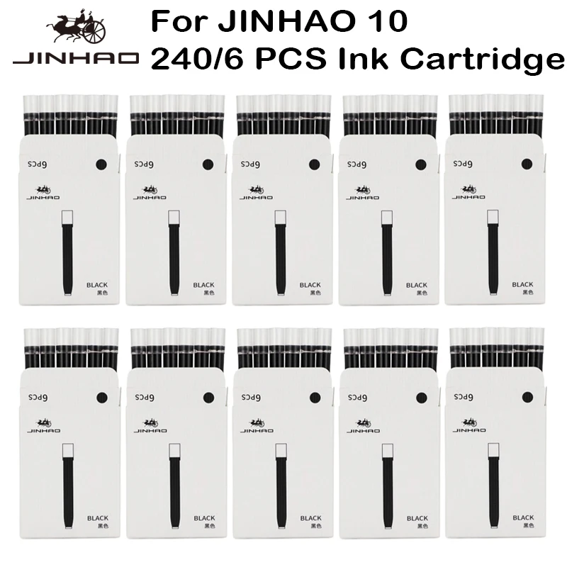 240/6 PCS JINHAO 20 10 Press Fountain Pen Ink Refill Cartridges Black/Blue/BlueBlack For A1 A2 Stationery School Office Supplies - view 2