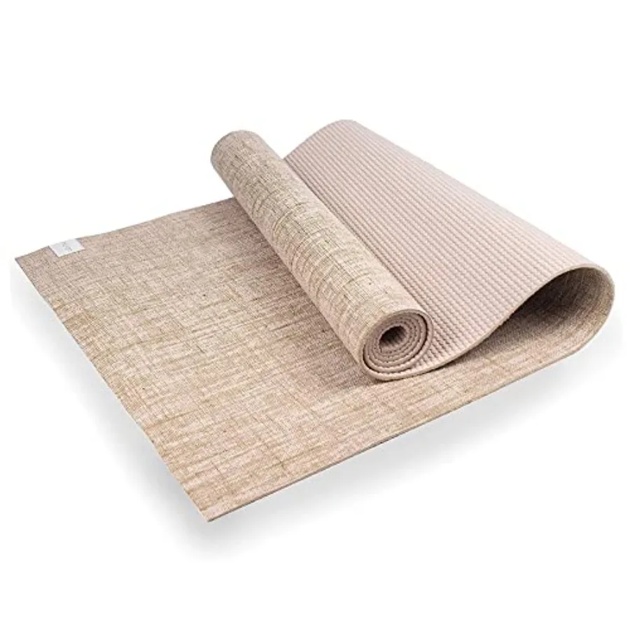 Jute Yoga Mat High Performance Vegan Floor Exercise Mat Eco Friendly Biodegradable Yoga Mat with PVC Backing 72" x 24" 0.2" Thi