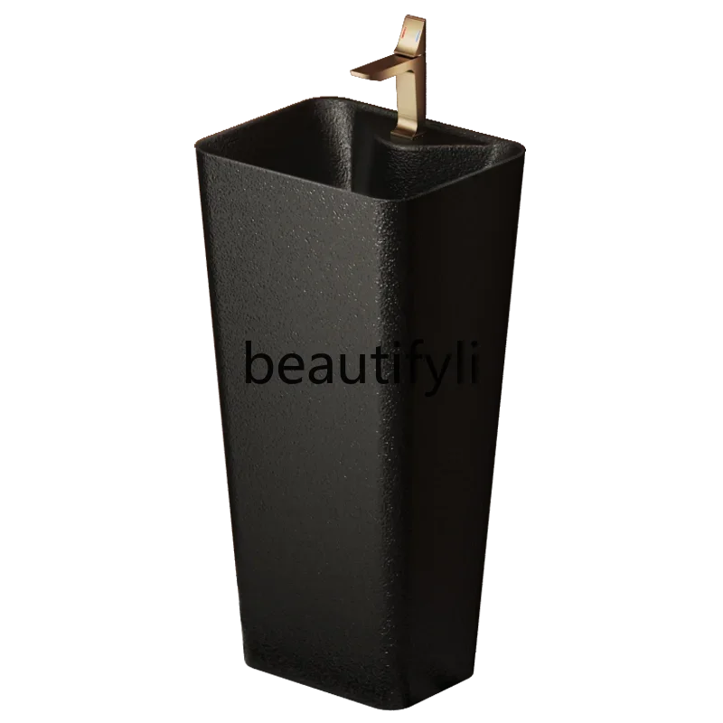 

French retro washbasin matte ceramic column basin Nanfa bathroom hotel villa floor-to-ceiling washbasinAsmt52