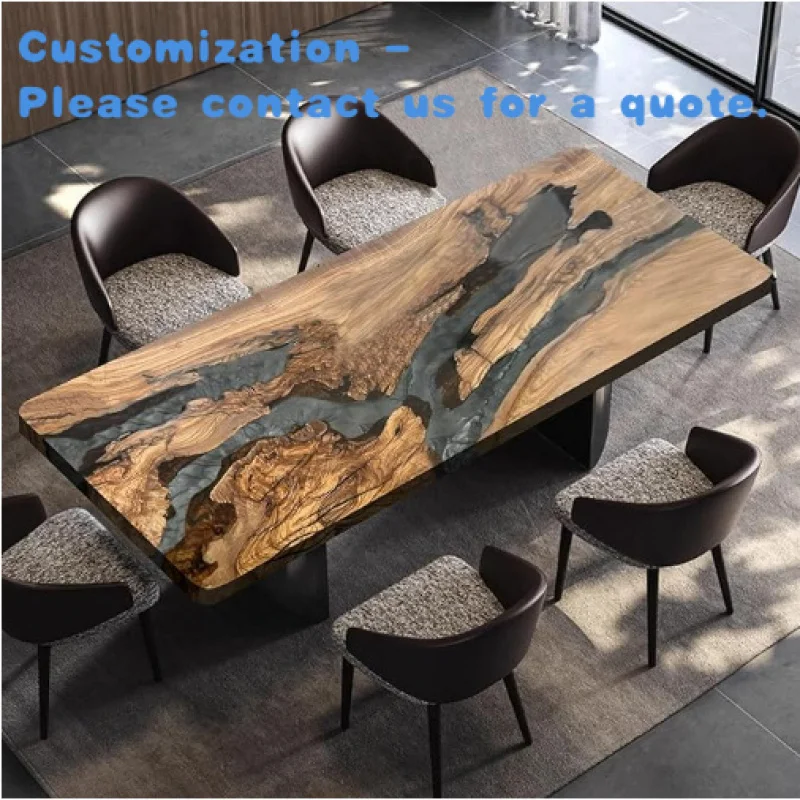 

custom.Custom Epoxy Resin and Wood Dining Table Modern Living Room Furniture