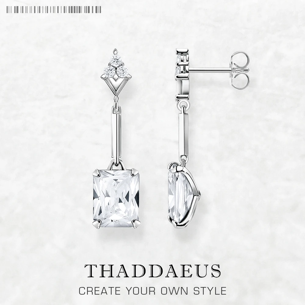 

Dangle Earrings White Octagon-Cut Zirconia Fine Jewelry For Women Summer Brand New Real Sterling Silver 925 Romantic Gift