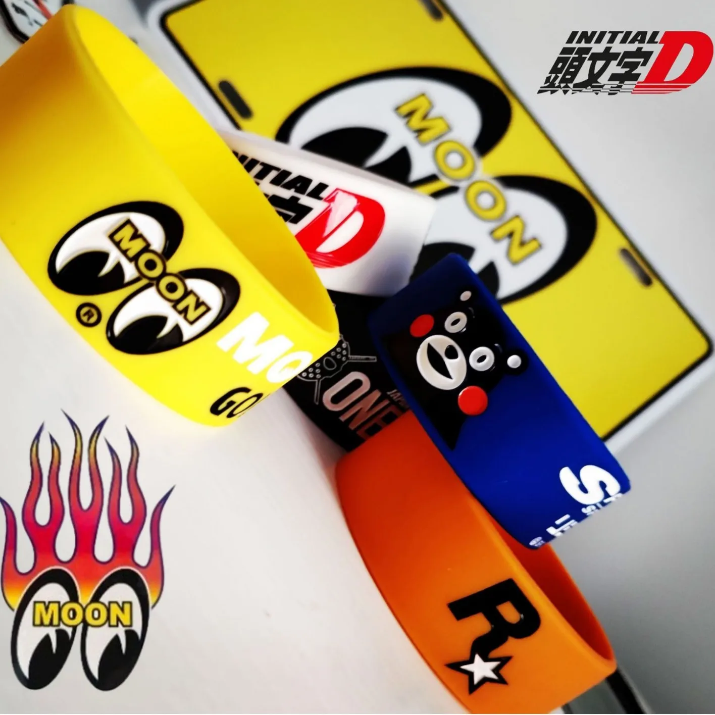 Mooneyes Big Eyes Car Gear Shift Kit Initial D Wristband Kumamoto Bear Bracelet Gear Lever Decorative Ring