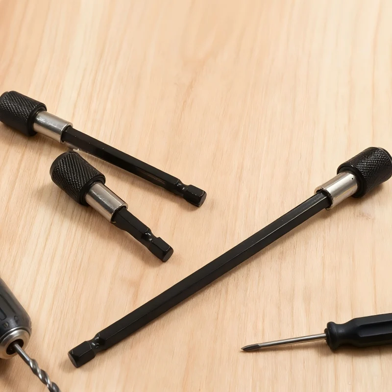 3pcs 1/4 inch hexagonal handle quick release locking batch head extension rod set, with magnetic high hardness material