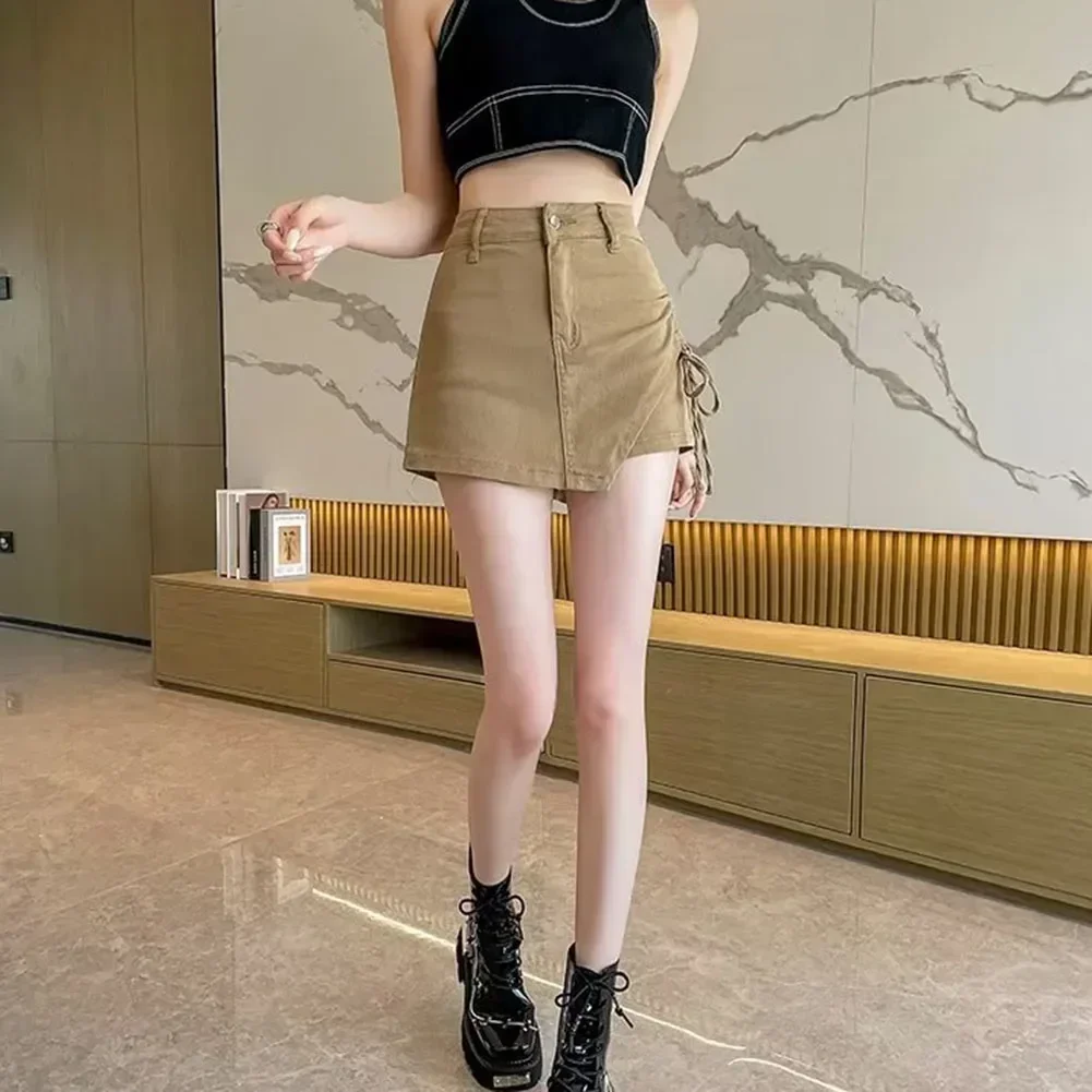 Летняя короткая женская юбка с завышенной талией, облегающая трапециевидная юбка, юбка до середины бедра Hakama