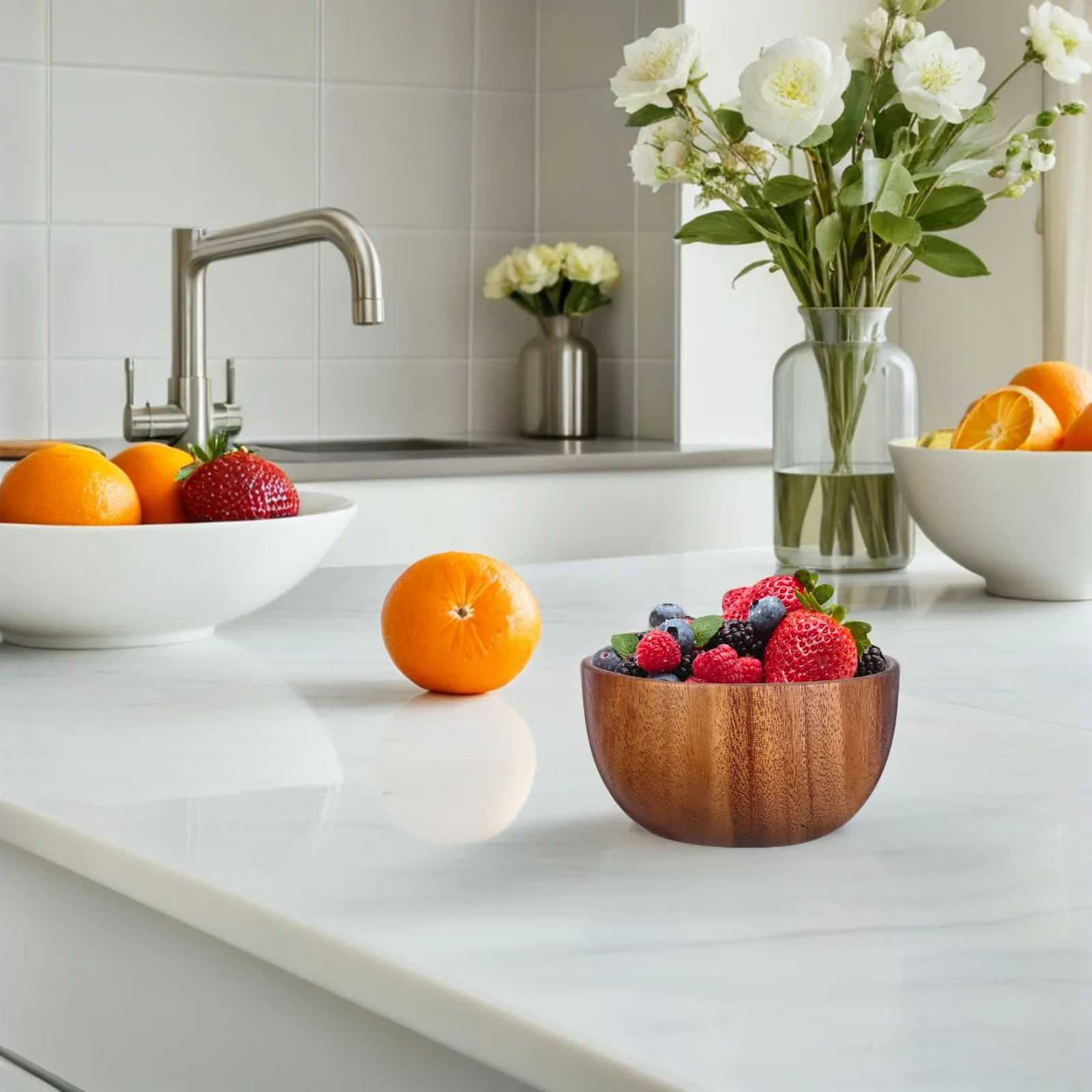 

1Pcs 12x6cm Wooden Tableware Fruit Bowl Salad Bowl Natural Log Handcrafted Thick Mellow Smooth Large Capacity Home