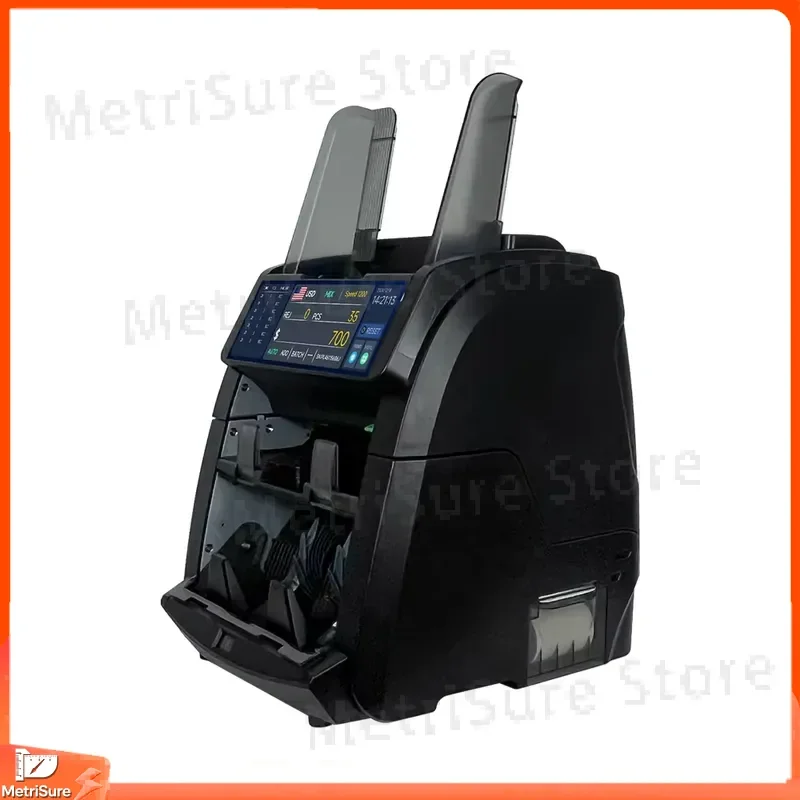 Heavy Duty Bank Grade Two Pocket Currency Counter Mixed Denomination Money Value Banknote Sorter with User Management for