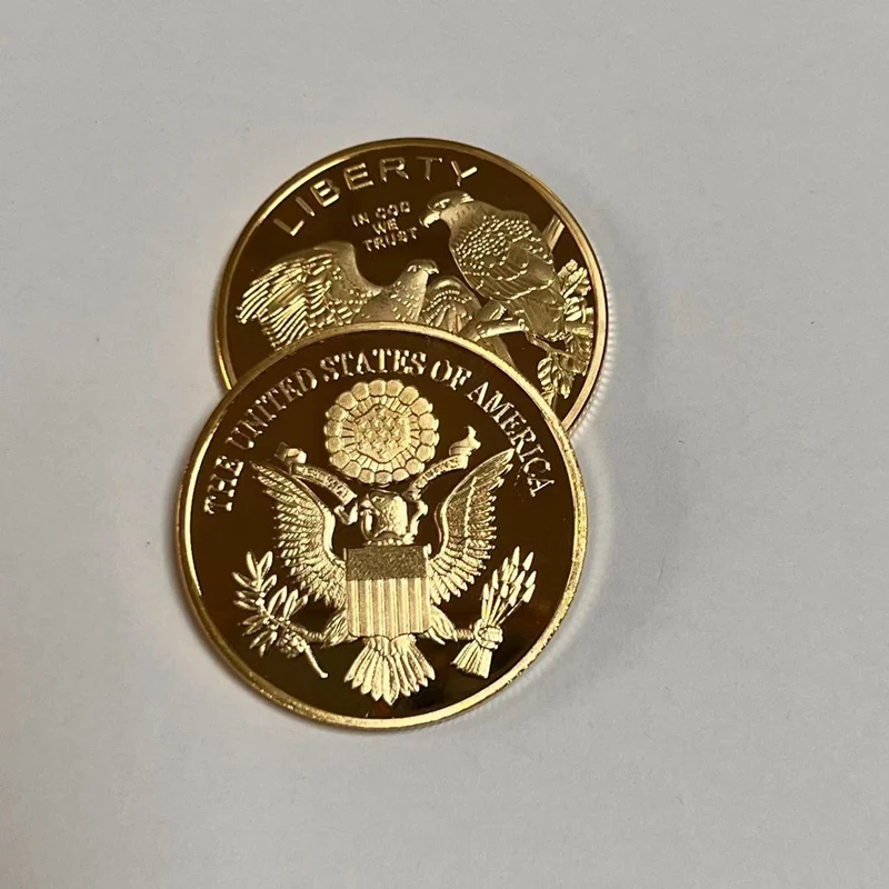 10 Pcs Non Magnetic American BALD EAGLE Badge Liberty Gold Plated 1 oZ 40 Mm Collectible Decoration Commemorative Coin