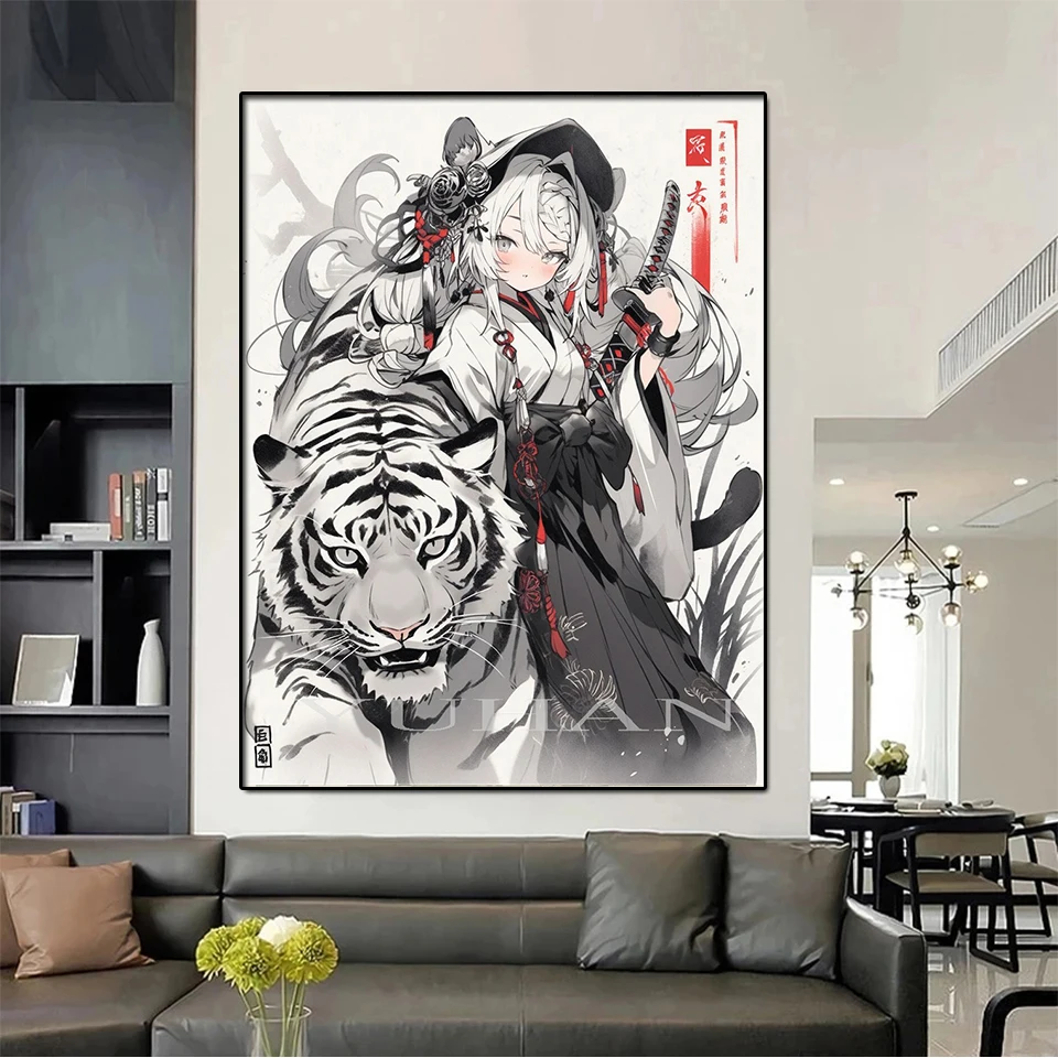 Japanese 5D Art DIY Full Diamond Painting Tiger Dragon Demon Girl Landscape Cross Stitch Embroidery Kit Mosaic Picture DecorGift