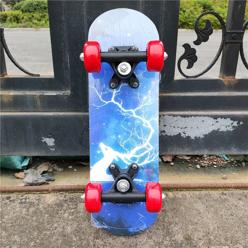 Skateboard Maple Double Rock Skate Board Childrens Patin  Skateboarding Cartoon Sticker Skates  Longboard Skateboard wheels