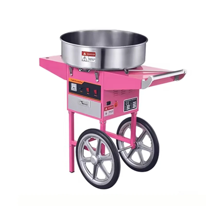 

Electric Cotton Candy Machine with Cart Commercial Candy Floss Maker Stainless Steel Fancy Brushed Cotton Candy Machine 220/110v