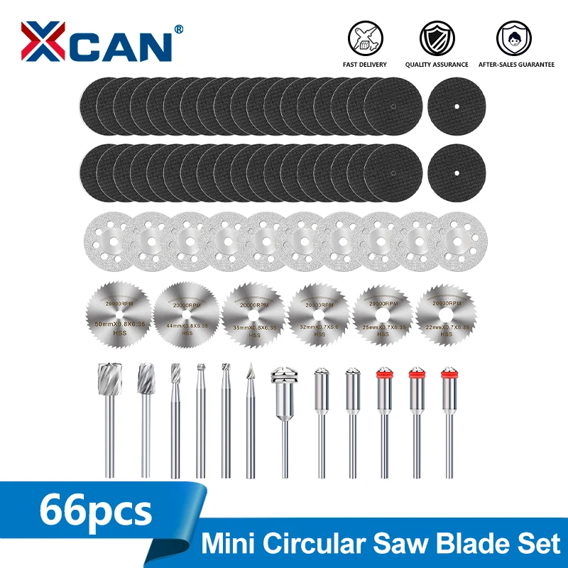 

XCAN 66pcs Mini Circular Saw Blade Set Sanding Grinding Wheel Diamond Cutting Disc for Dremel Mini Drill Rotary Tools