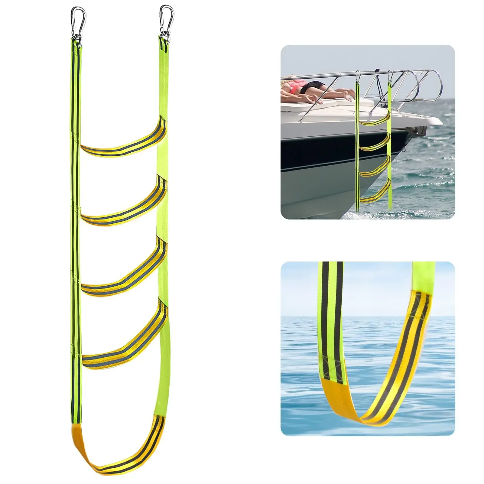 Boat Ladder Boat Rope Ladder Auxiliary Boarding Rope Ladder 3/4/5 Reusable Portable Nylon Boat Ladder