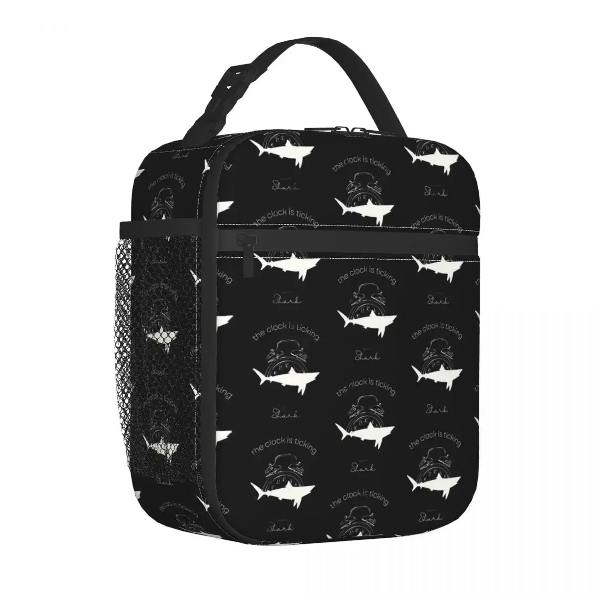 Save The Sharks Lunch Bag For Child The Clock is Ticking Lunch Box School Portable Thermal Lunch Bags Oxford Design Cooler Bag