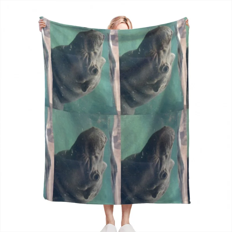 Fiona the Hippo at the Cincinnati Zoo Throw Blanket Soft Velvet Blanket Travel Bedding Home Decor Fleece Blanket