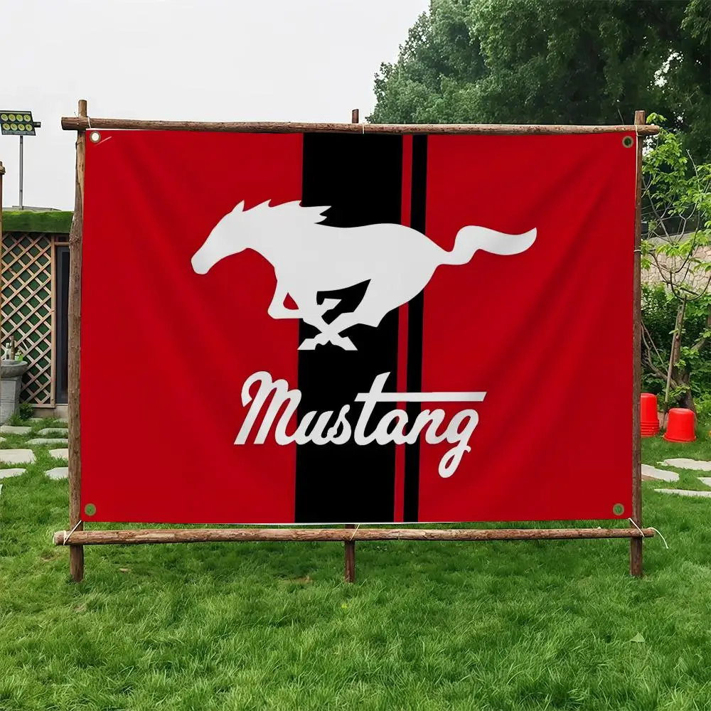 F-Ford Mustang Flags Home Yard & Garden Decor Banner - Indoor Outdoor Wall Hanging Flag