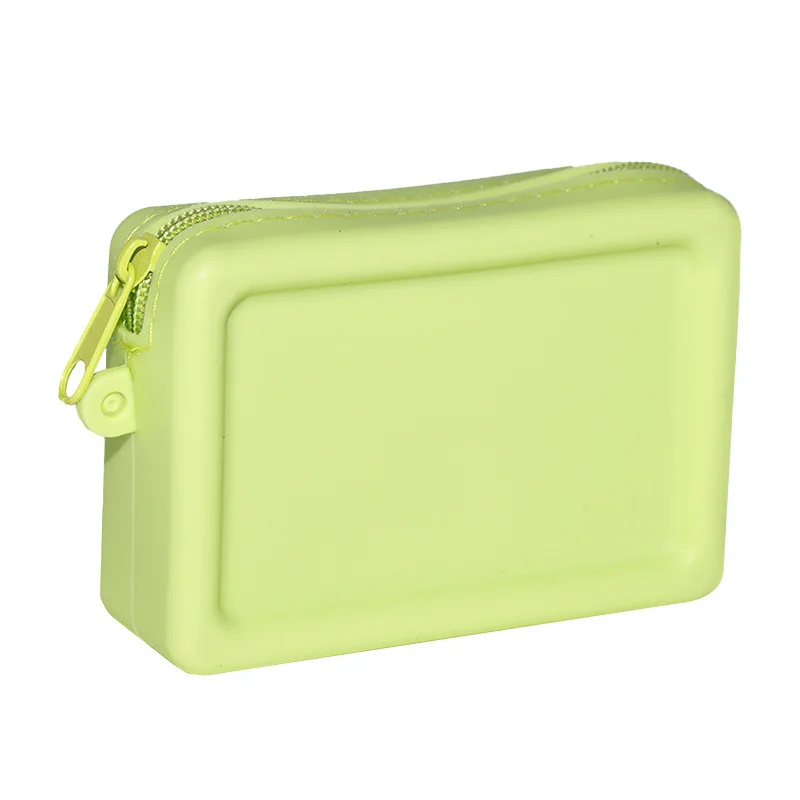 Organizer in Silicone borsa cosmetica Vintage impermeabile con cerniera liscia porta auricolari Macaron colore portafoglio portamonete portamonete