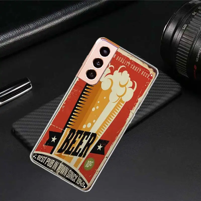 Beer Cup Barley Vintage Rusty iron plate Phone Case For Samsung A34 A54 Galaxy A02S A12 A22 A32 A42 A52 A52S A72 A71 A51 5G A41