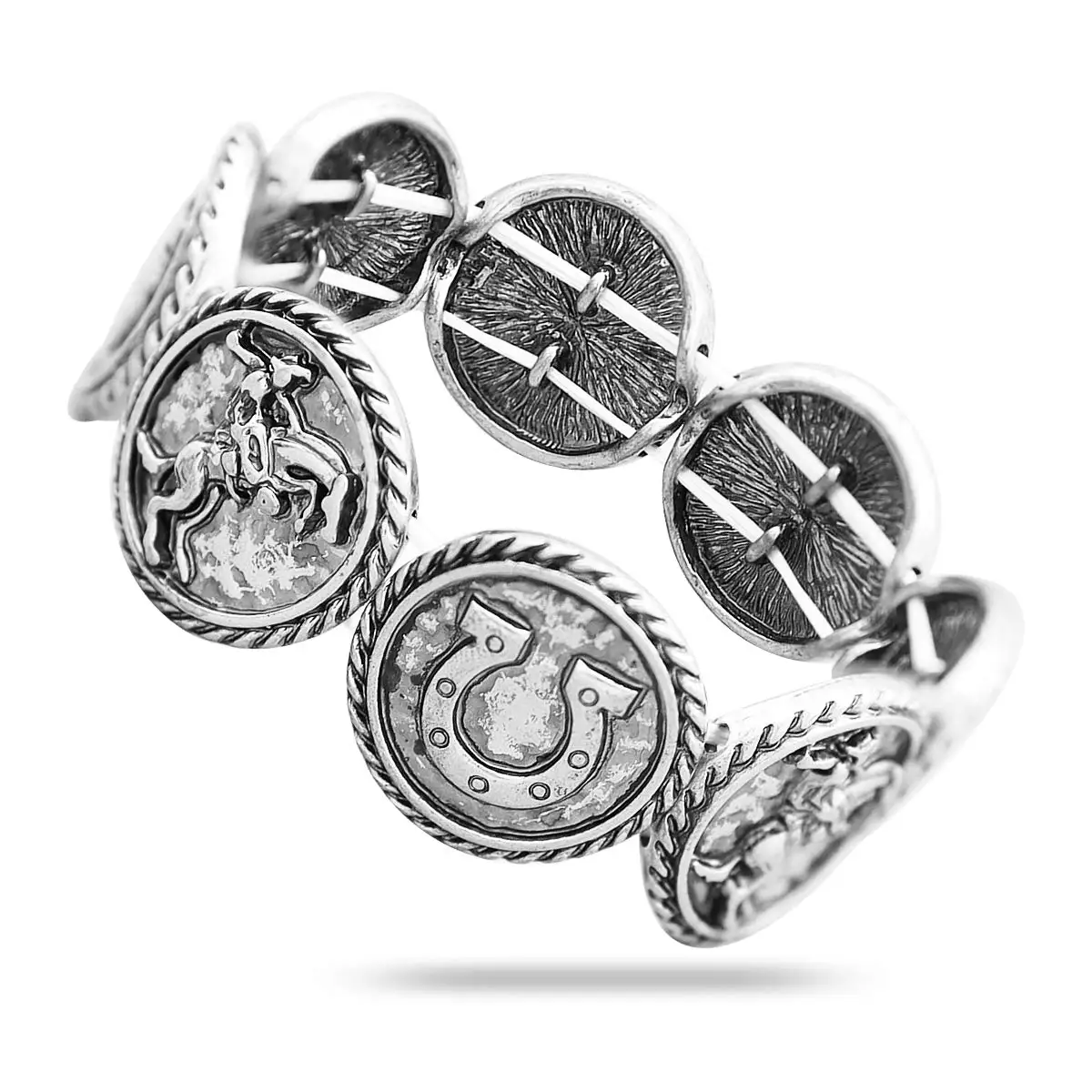 RechicGu Vintage Bracelet for Women Western Cowboy Saddle Race Horse Shoe Rodeo Stretch Bangle Boho Fashion Jewelry Dropshipping
