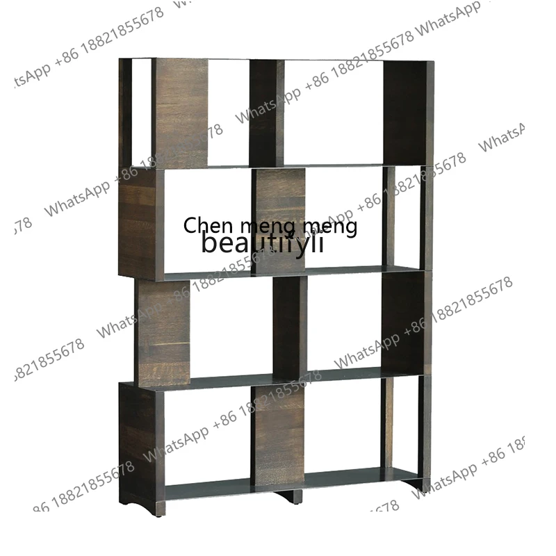 

Nordic, oak wrought iron retro wabi sabi 4-layer bookshelf display | Tree Squeak