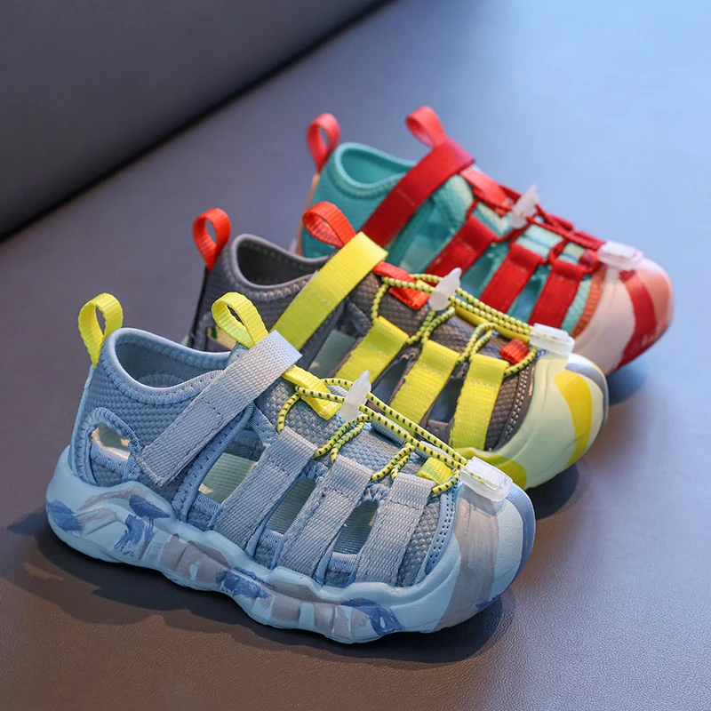 

Детские сандалии для девочек, новинка лета 2021, пляжная обувь для девочек, нескользящая спортивная обувь с сеткой для средних и больших детей