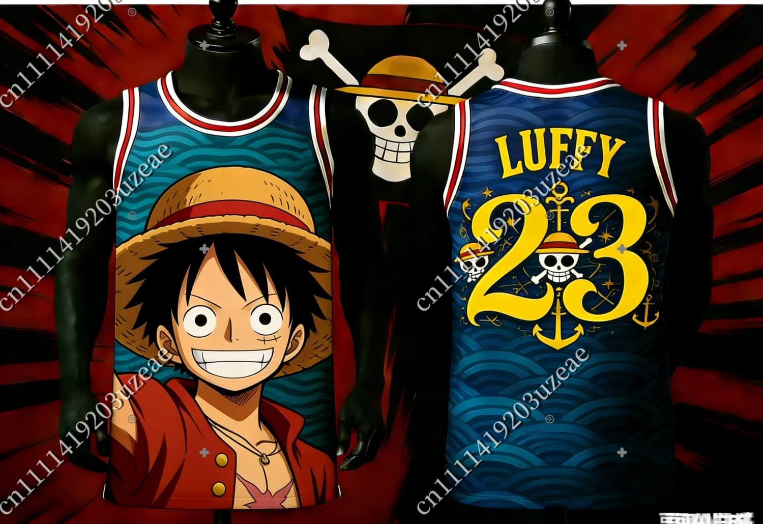 

Баскетбольная майка Luffy 23 с 3D-принтом по мотивам аниме One Piece, уличная одежда унисекс, безрукавка для косплея, подарок для мужчин и женщин