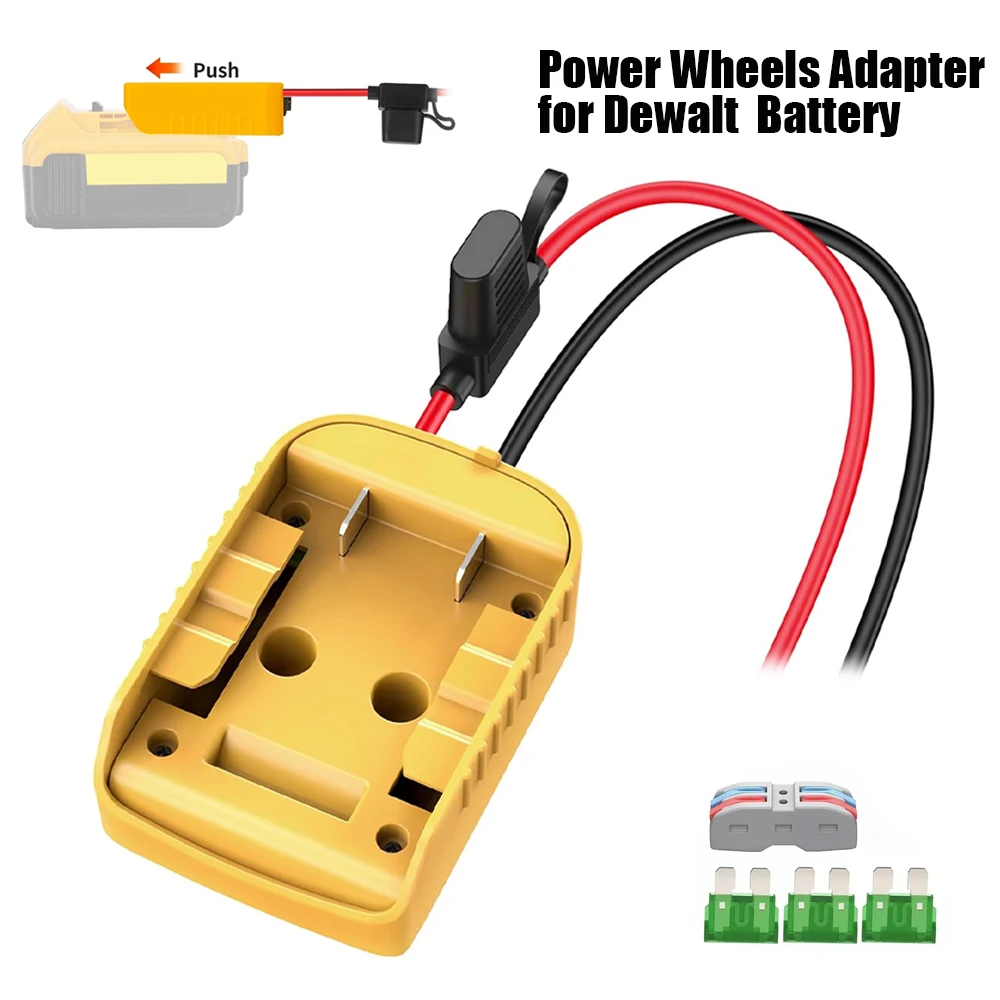 For Dewalt Battery 18/20V, Adapter Power Wheel Battery Converter Kit with Fuses & Wire Terminals & 12AWG Wire for DIY RC Car