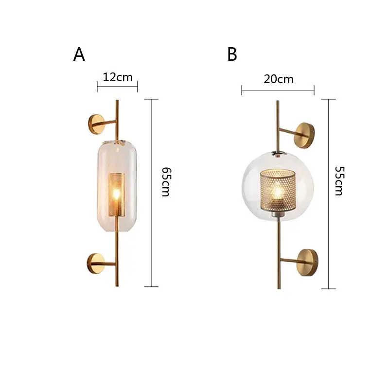 Retro Loft Glass Wall Lamps Nordic Bedroom Bedside Wall sconce Kitchen Dining Living Room Decor Brass Luminaire