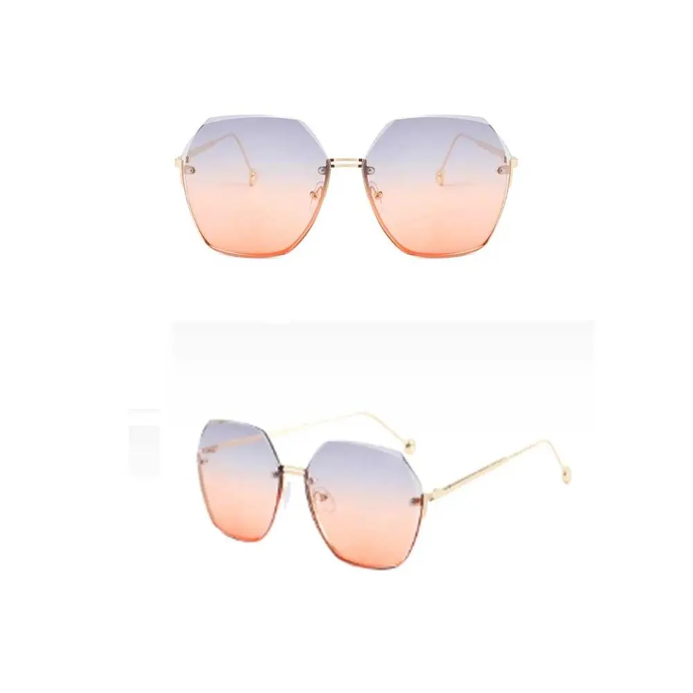 2024 Fashion Irregular Sunglasses Women Men Outdoor Gradient Lens Sun Glasses Rimless Female Eyewear Square Oversized Shades