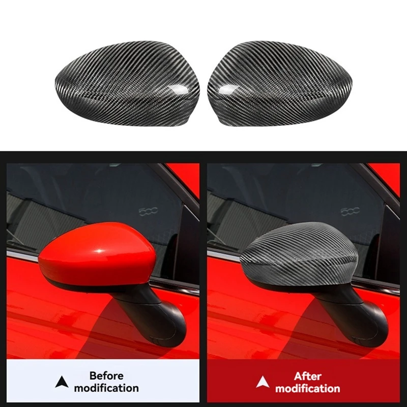 Real Hard Carbon Fiber Cover For Abarth 595 595C 695 2012-2023 Car Rearview Mirror Cap