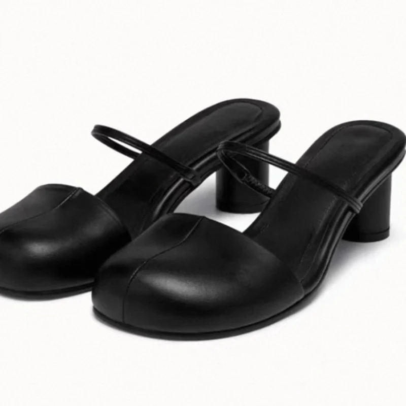 

Summer Cover Toe Women Mules Slippers Elegant Slip On Singbacks Slides Ladies Outdoor Street Style Sandalias