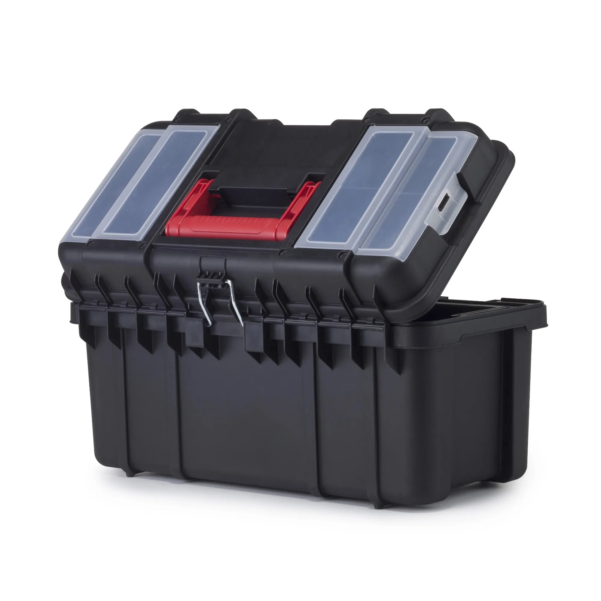 Hyper Tough 19-inch Toolbox, Plastic Tool and Hardware Storage, Black tool box