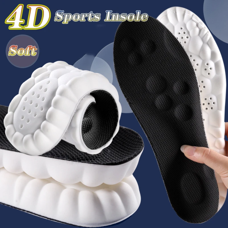 Soft High Elasticity Insoles Women Men Latex Sports Shoe Padding Breathable Deodorant Arch Support Shock Absorption Cushions