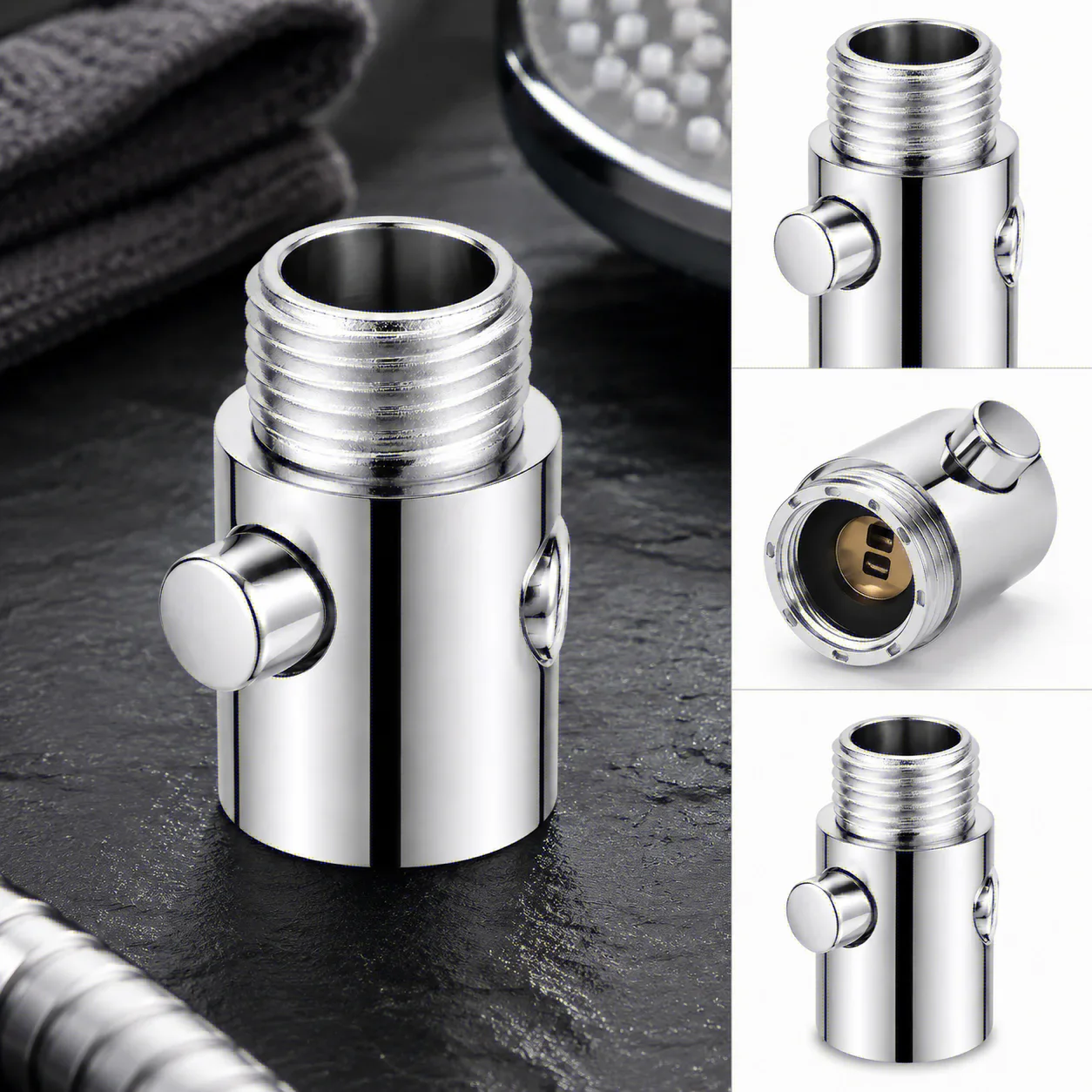 1pcs Quick One-Button Pause Shower Head Control Switch Flow Water Stop Valve Shower Heads  Controller Bathroom Accessories