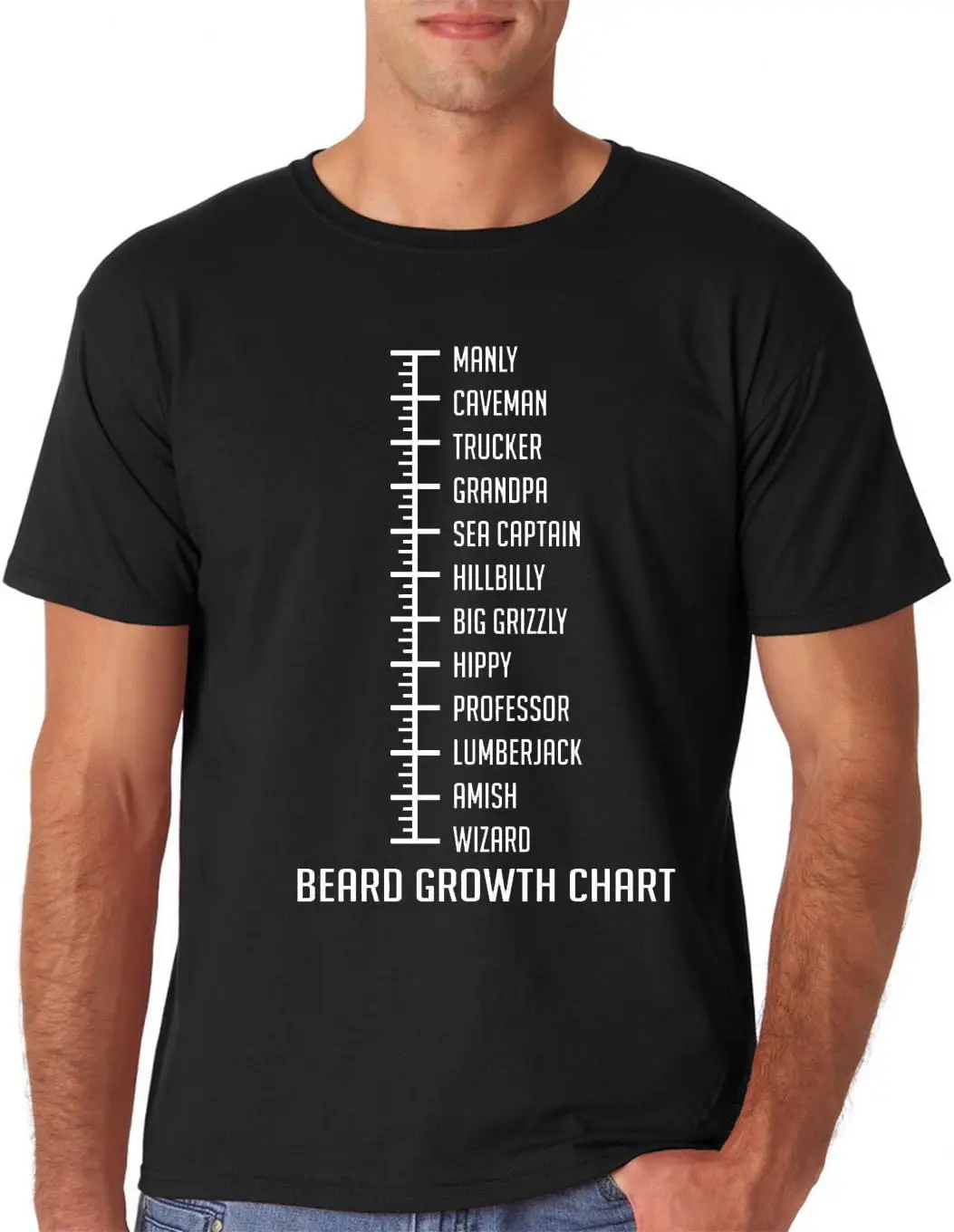 AW Fashions Beard Growth Chart - Funny Man Beard Husband Gift for Birthday Or Father's Day Men's T-Shirt