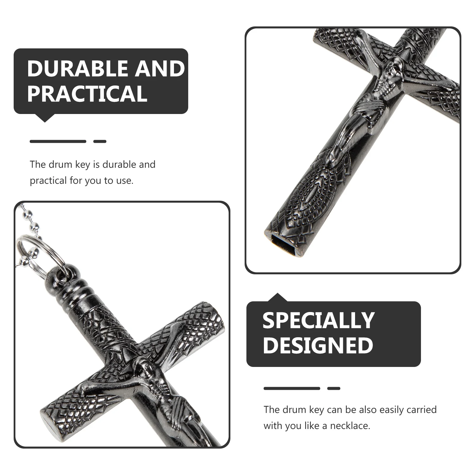 

Cross Shaped Alloy Drum Key Durable Tuning Tool Easy Operate Professional Personal Use Smooth Burr Free Surface Necklace Design