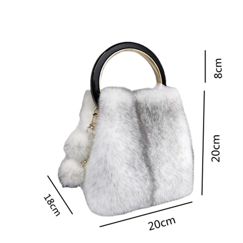 Designer Fashion Natural Fur Handbag Shoulder Strap Crossbody Handbag Adjustable Large Capacity Real Mink Fur Bag For Women Bag