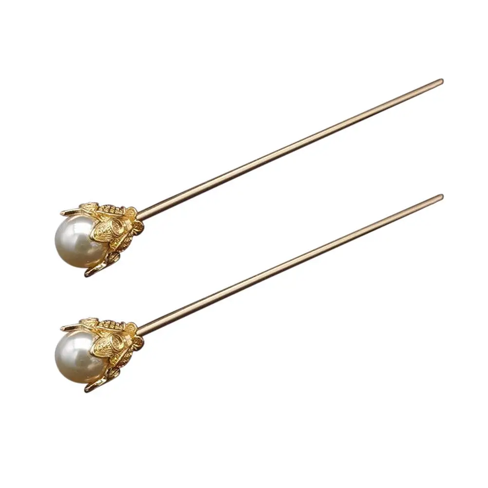 

2Pcs Pearl Hair Sticks Retro Style Hair Chopstick Hairpin for Women Bun Stick Secure Hold Daily Wear Cosplay Headpiece